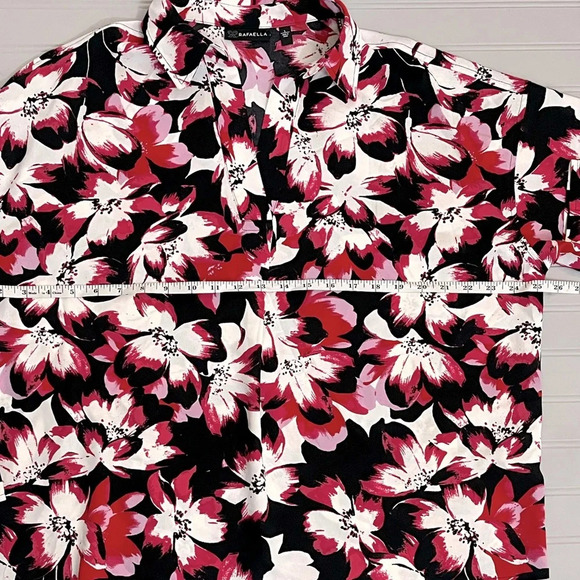 Rafaella Floral Relaxed Fit Pull Over Woven Blouse Womens Large High Lo Hem NWOT - Picture 5 of 9
